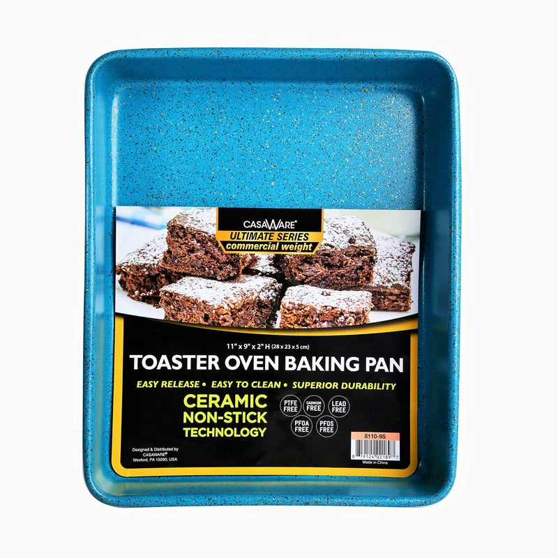 casaWare 11 x 9 x 2-inch Toaster Oven Ultimate Series Commercial Weight Ceramic Non-Stick Coating Baking Pan (Blue Granite) - Image 1